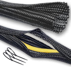 Cable Management Split Wire Loom Sleeve - Cord Hider & Protector for Desk, Pet Chew Proof, Wire Cover Organizer, Flexible Tube for Wires and Cables (3/16 Inch 12FT, Black)
