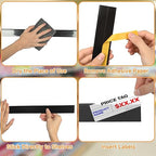 50 Pcs Shelf Label Strips, Self Adhesive Shelf Label Holder, 1.5''H x 48''L with 50 White Labels Sheets Price Tag Holder Clear Plastic Shelves Clip for Supermarket Gondola Shelving