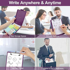 Small Clipboard with Storage, A5 Clipboards with Pen Holder, Half Letter Clip Boards 6x9 Mini Plastic Clipboard with Low Profile Clip for Classroom, School, Office Supplies (Purple)