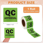 PATIKIL 360 Pcs 1 Roll QC Approval Labels, 1.5 Inch Square Inventory Control Adhesive Round Labels Food Service Quality Control Stickers for Warehouse Management Inspection, Light Green