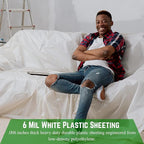 Farm Plastic Supply - White Plastic Sheeting - 6 mil - (10' x 100') - Thick Plastic Sheeting, Heavy Duty Polyethylene Film, Drop Cloth Vapor Barrier Covering for Crawl Space