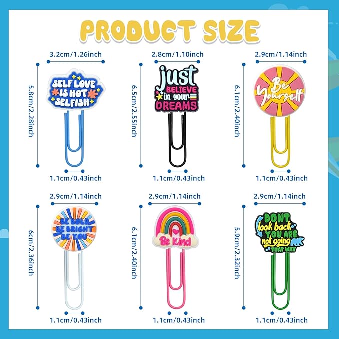 30 PCS Pharse Paper Clips Metal Paperclip Large Size Paper Clip Cute Bookmark Colorful Office Supplies Bookmark Clamp Desk Accessories Stationery for School Gifts for Christian