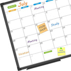 JILoffice Magnetic Dry Erase Calendar Whiteboard, 1 Month White Board Calendar Planner 24 X 18 Inch, Black Aluminum Frame Wall Mounted Board for Office Home and School