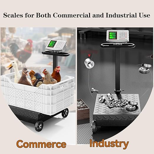 Large Platform Scale with Wheel 660 LB Floor Weight Computing Postal Scale Digital Perfect Industrial Platform Scale Foldable for Postal Luggage Shipping Mailing Weighing