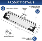 Meetory 10 Pack Mountable Clipboard Clips,Spring Loaded Surface Mount Handle with Rubber Grip and Hanging Hole