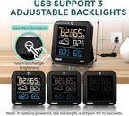 OBET Indoor Outdoor Thermometer Wireless Weather Station with 500FT Range Sensor and Adjustable Backlight Color Display Digital Temperature Humidity Monitor for House Patio