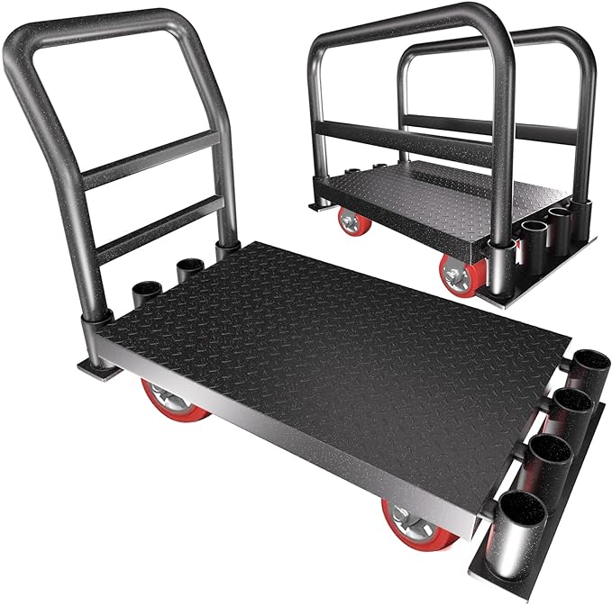 2IN1 Heavy Duty Panel Truck Cart,42" x 24" Flatbed Cart w/1Front&2 Side Handrails,2200 lbs Capacity Drywall Cart&Lumber Cart, Platform Truck w/2 Swivel Casters, All-Steel Hand Truck,Push Cart