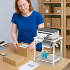 Label Holder for Rolls and Fan-Fold Labels, Thermal Sticker Holder for Desktop Thermal Printer, Shipping Label Stand Desktop Label Printer Accessory Supplies for Home, Office,White