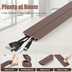 Eapele 10 ft Floor Cord Cover Heavy Duty Cable Protector, Cord Covers for Wires on Floor, Floor Cable Cover Easy to Unroll Prevent Trip Hazard for Home Office or Outdoor Settings (Brown)