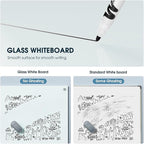 MaxGear Glass White Board 96x48 Inches, Wall Mounted Magnetic Glass Dry Erase Board, Extra Large Frameless Whiteboard with 1 Eraser,3 Markers and 6 Magnets for Office, School, Home