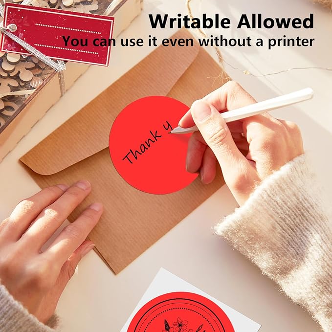 3 X 3 Inch Round Thermal Labels Circle Color Coding Labels Printable Waterproof 500PCS Round Stickers Adhesive Writable for Home, Garage, DIY Sticker, Barcodes,4 Rolls of Fluorescent Red