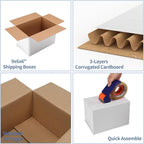 Hoikwo 9x6x6 Shipping Boxes Set of 25, White Corrugated Cardboard Box for Small Business for Packaging Mailing