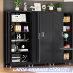 Superday Garage Storage Cabinet with Wheels，73" H Metal Storage Cabinet with Doors and Adjustable Shelves, Lockable Steel Utility Tool Cabinets for Garage, Home Office, Kitchen(Black)