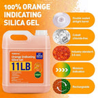 11 LBS Orange Indicating Silica Gel Desiccant Beads,(Industry Standard 3-5 mm) Rechargeable Silica Gel Beads for 3D Filament, Electronic Devices, Camera, Jewelry, Safe(30PCS Organza Bag)