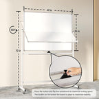 Large Rolling Whiteboard on Wheels, 48" x 36" Double-Sided Mobile White Board with Stand, 4' x 3' Portable Standing Magnetic Dry Erase Board Easel for Home Office Classroom School, Silver