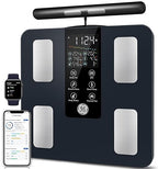 GE Smart Scale for Body Weight: 8-Electrode Digital Bathroom Scale for Weight Fat BMI Muscle Mass Full Body Composition Analyzer 27 Measurements Bluetooth Highly Accurate Weighing Machine 400lb Black