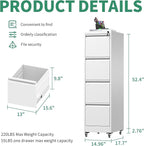 4 Drawer Mobile File Cabinet, Under Desk File Cabinet,Metal Filing Cabinets with Lock for Home Office Organizer Letter/Legal/A4,Require Assembly (White)
