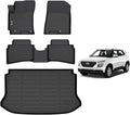 AIPOIL® Floor Mats & Cargo Liner Set for Hyundai Venue 2020-2025 2026 (Only Fit The Upper Floor of The Trunk) All Weather Protection TPE Anti-Slip Car Full Set Floor Liners Custom Accessories - Black