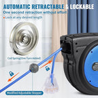 VEVOR 75FT Retractable Extension Cord Reel, 14AWG/3C SJTOW Heavy Duty Power Cord w/Lighted Electrical Triple Tap Outlets, 13A Circuit Breaker,180° Swivel Bracket for Workshop or Garage, Blue