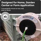 Macnaught Retractable Garden Hose Reel, 60 Ft Water Hose Reel Heavy Duty Retractable Hose with Metal 180° Swivel Rotation Bracket for Wall Mount - Beige
