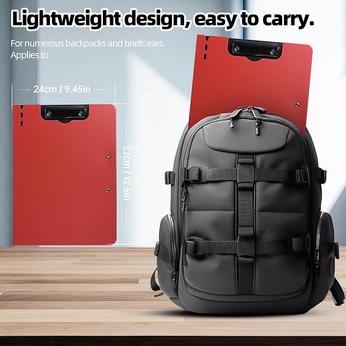 Clipboard Folder, A4 Foldable Clipboard with Horizontal and Vertical Double Metal Clips, 360 Degree Foldable Binder Clipboards with Pen Holder, File Cover Work Folder Clipboards, Red