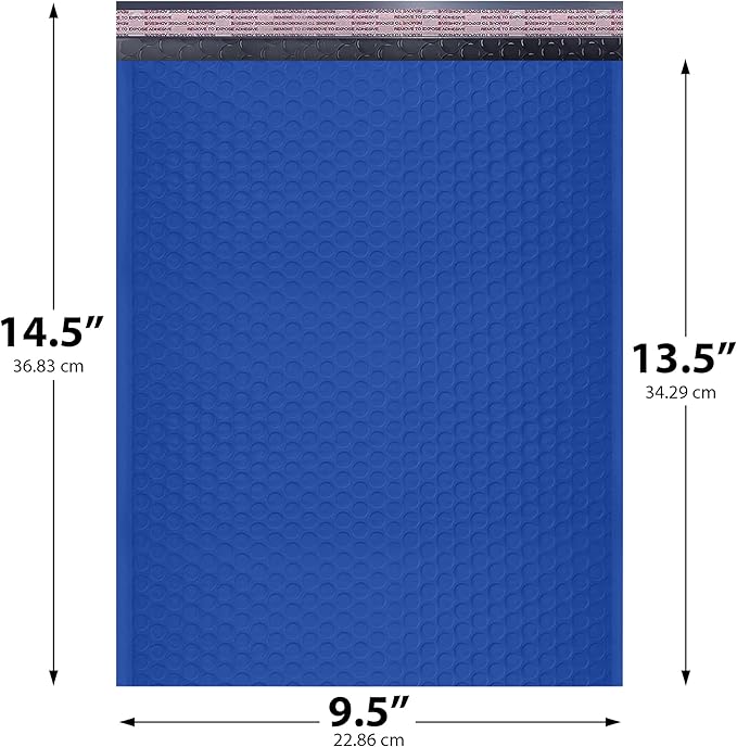 Royal Blue Large Poly Bubble Mailers 9.5x14.5 inch #4 | Self Seal Padded Envelopes Cushioned Bubble Mailer | Usable Size 9.5x13.5 | WaterProof | Lightweight mailing Shipping Bags | 100 Pack Bulk