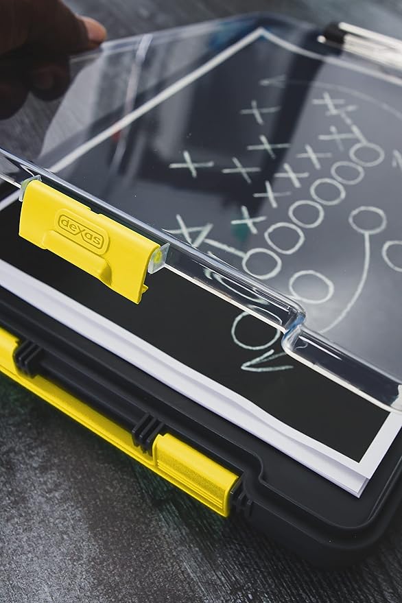 Dexas Clearview Clipcase Clipboard, 13.75 x 9.5 in, Gray/Yellow. See Papers Clearly Outdoors, Stay Organized and Dry. Ideal for Coaching, Teaching, homeschooling, Art, Trades, and Medical pros.