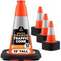 Xpose Safety 12 Inch Orange Traffic Cones with 4" Collar - 12 Pack Multipurpose PVC Plastic Safety Cone for Parking, Soccer, Caution, Kids and Construction - DOT Approved