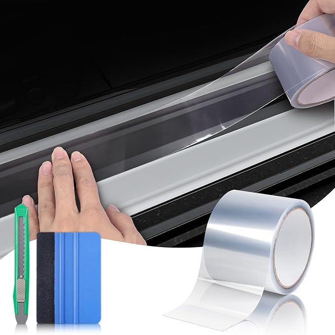 Lypumso Clear Vinyl Wrap Tape, Car Door Edge Guard Door Sill Protector, Transparent Paint Protection Film for Most Cars Rearview Mirror Handle Bumper Window Stair (Clear, 3inch x 30ft)