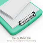 Piasoenc Clipboard with Storage, 8.5 x 11 Organization Box with Pen Holder and A4 Legal Paper Folder, Folio & Side-Opening, Low Profile Clip,for Nurses,Teachers, Size 14 x 9.6 x 1.2 in, Green