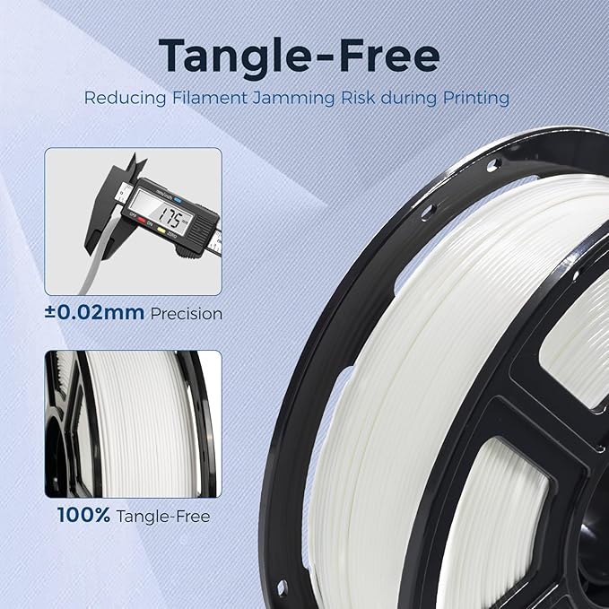 FLASHFORGE PETG Pro Filament 1.75mm White, 3D Printer Filament 1kg (2.2lbs) Spool, Dimensional Accuracy +/- 0.02mm, 3D Printing Filament for Various Mechanical Parts, Waterproof Parts
