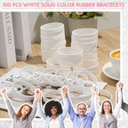 Liliful 100 Pcs Silicone Rubber Wristbands Rubber Wristband Bracelet Bands for Silicone Wristbands for Women Men(White)
