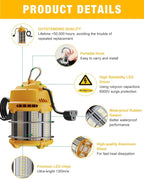 60W LED Temporary Work Lights - Construction Lighting Temp High Bay Fixture, Hanging Temporary Work Lights for Workshop Jobsite