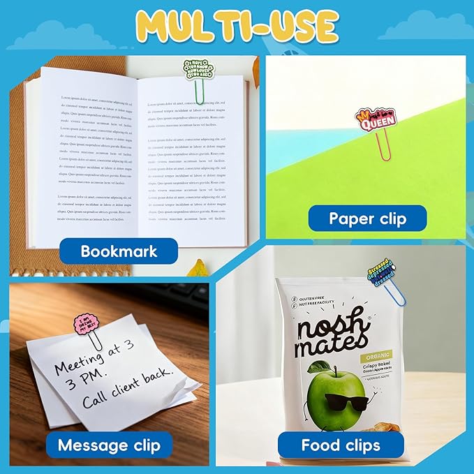 30 PCS Pharse Paper Clips Metal Paperclip Large Size Paper Clip Cute Bookmark Colorful Office Supplies Bookmark Clamp Desk Accessories Stationery for School Gifts for Christian