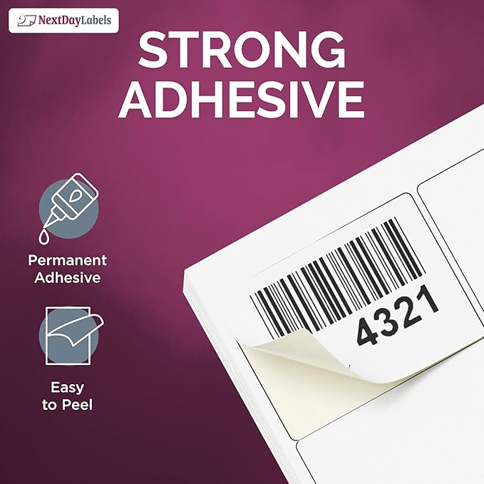 NextDayLabels – 2"-11/16 x 2 Rectangular Sticker Labels for Printer - White Laser/Inkjet Printer Labels Return Address Labels Shipping Label Stickers (1000 Sheets, 15 Per Sheet, 15000 Labels)