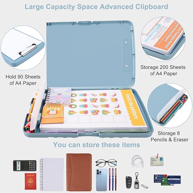 SFLHHDM Clip Boards 8.5x11 with Storage, Heavy Duty Storage Clipboard, Nursing Clipboard Folder with Pen Holder, Clipboards with Low Profile Clip, Nurse Clipboards Binder Case for Classroom