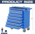 7-Drawer Tool Chest,Rolling Tool Cart with Wheels,High Capacity Tool Cabinet with Locking System for Garage, Warehouse, Workshop-Blue