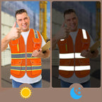 High Visibility Safety Vest - Reflective Breathable Mesh with 9 Pockets, Front Zipper for Men & Women - Meets ANSI/ISEA Standards