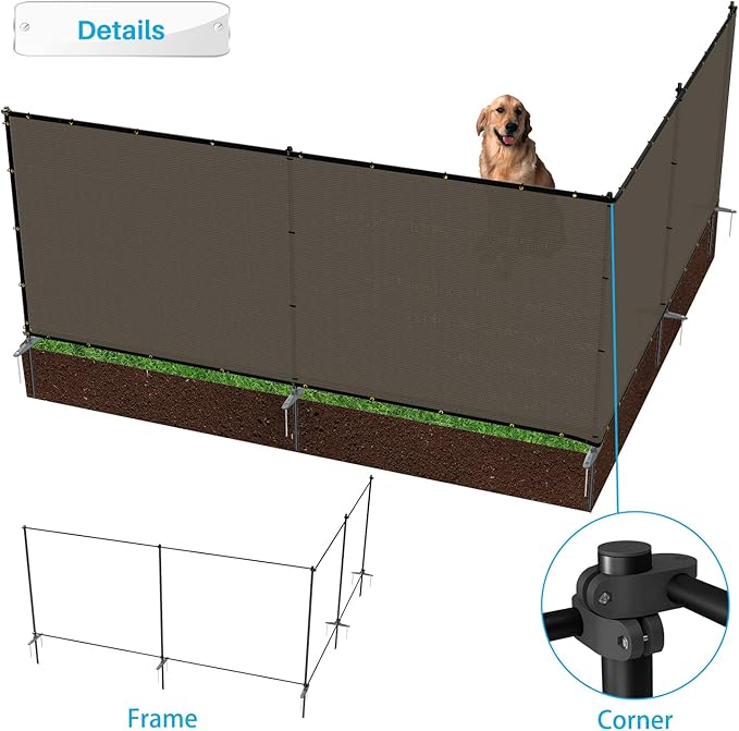 Patio 5' x 130' Outdoor Privacy Screen Freestanding Temporary Fence Panels Net Cover with Metal Poles for Outside Backyard Pool Garden Air Conditioner Fencing, Brown