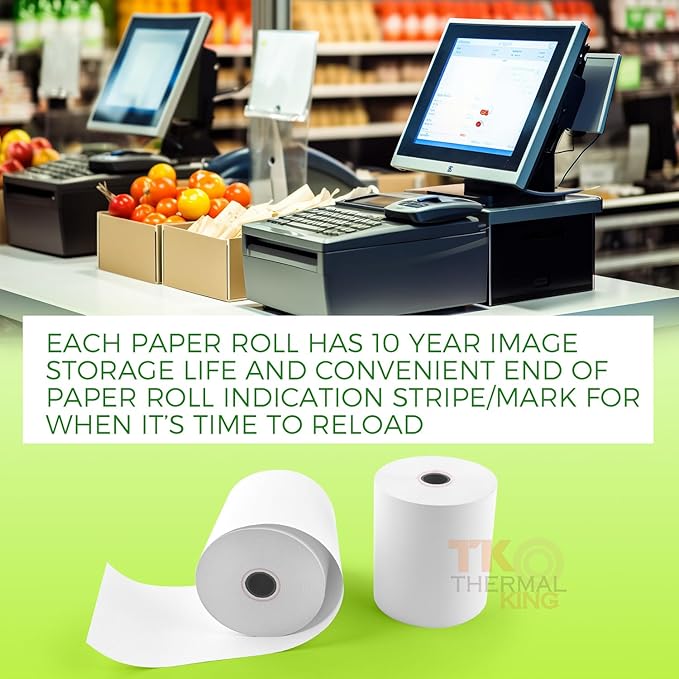 (100 Rolls) 3 1/8" x 230' Thermal Paper, POS Receipt Paper for Retail Business Cash Register, Fits Most Credit Card Terminal Point Of Sale