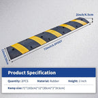 BESEA 6Feet Rubber Speed Bump, 72" x 12" x 2" Heavy Duty Speed Bump Cable Protector Ramp for Driveway, Road Parking, Garage, Parking Lot, Warehouse(2 Packs)