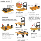 WUD Push Cart, Folding Mobile Platform Trolley,Thickened and Reinforced, 360° Swivel Wheels,35.4 “L x 23.6 ”W, 1323 lb.Grey Dolly cart with Wheels