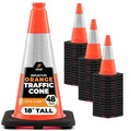Xpose Safety 18 Inch Orange Traffic Cones with 6" Collar - 48 Pack Multipurpose PVC Plastic Safety Cone for Parking, Soccer, Caution, Kids and Construction - DOT Approved