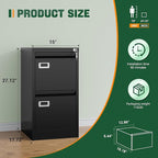 Letaya 2 Drawer File Cabinet with Lock,Metal Vertical Filing Cabinets for Home Office- Storage A4/F4/Letter/Legal -Assembly Required (Black)