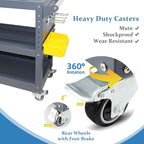 3 Tier Rolling Tool Cart with 6 Dividers, Mesh Panels & Screwdriver Shelf, 500 lbs Capacity, 32.5"x31.5"x15"