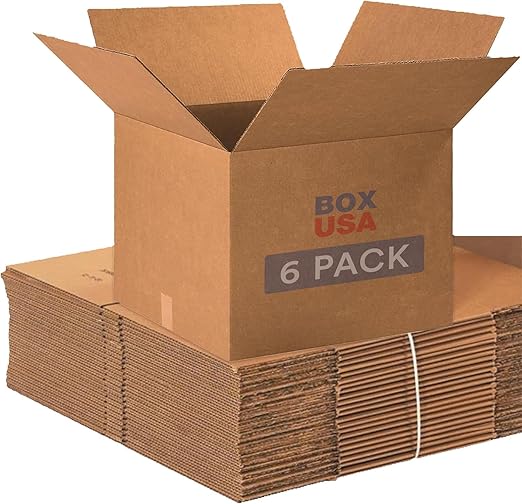 BOX USA Moving Boxes Large 20"L x 20"W x 15"H 6-Pack - Corrugated Cardboard Box for Shipping, Mailing, Packing, Packaging and Storage