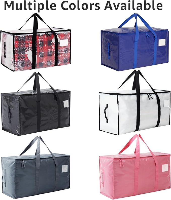 Moving Bags Heavy Duty Extra Large, Moving Boxes, Moving Supplies Essentials, Blue Storage Bins with Lids, Plastic Packing Totes, Storage Bags for Clothes with Handles & Zippers Black, 4 Pack