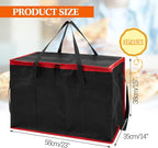 Maxcheck 2 Pcs Insulated Bags for Food Delivery XXXL Large Capacity Hot Grocery Tote Bag Reusable Warming Pizza Catering Carrier for Commercial Travel Lunch Shopping Gifts (Red Edge)