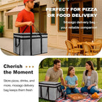 XXXL Insulated Food Delivery Bag - Reusable Thermal Cooler Grocery Bags for Catering & Delivery, Pizza Carrier for Events, Large Capacity Bag Keeps Food Hot/Cold for Shopping, Commercial (with Base)