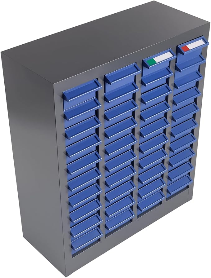 Part Cabinet with 40 Drawers, Shelves & Label Stickers - Bolt and Nut Organizer Bolt Bin Cabinets, Robust Steel Tool Storage Cabinet for Hardware Organization Small Items and Parts